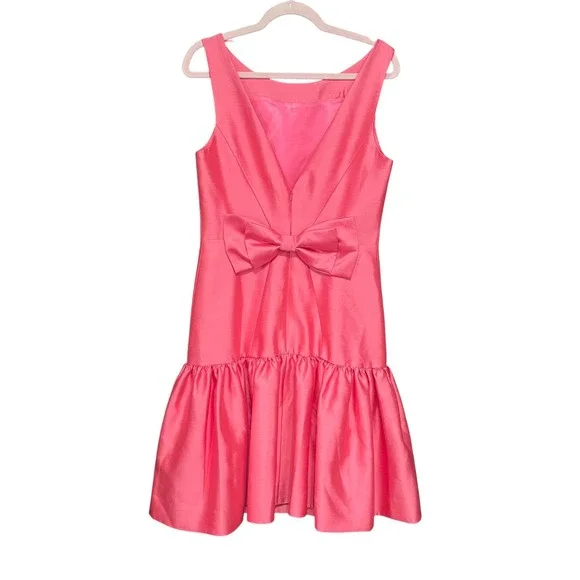Milly Of New York Pink Dress Sleeveless Bow Balletcore Party Cocktail Size 8 - Picture 1 of 14